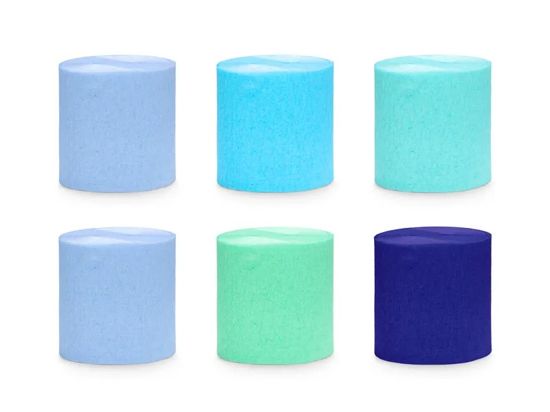 Krepp Papier 5cm/10m - blue-green mix - 6 Ro.