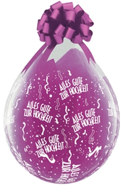 18" Verpackungsballon Alles Gute zur Hochzeit (Druck Weiß)