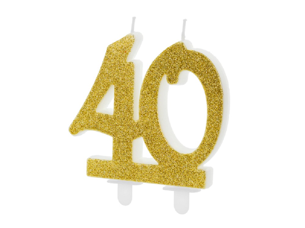Geburtstagskerze - "40" - gold - 7,5cm - 1 Stk.
