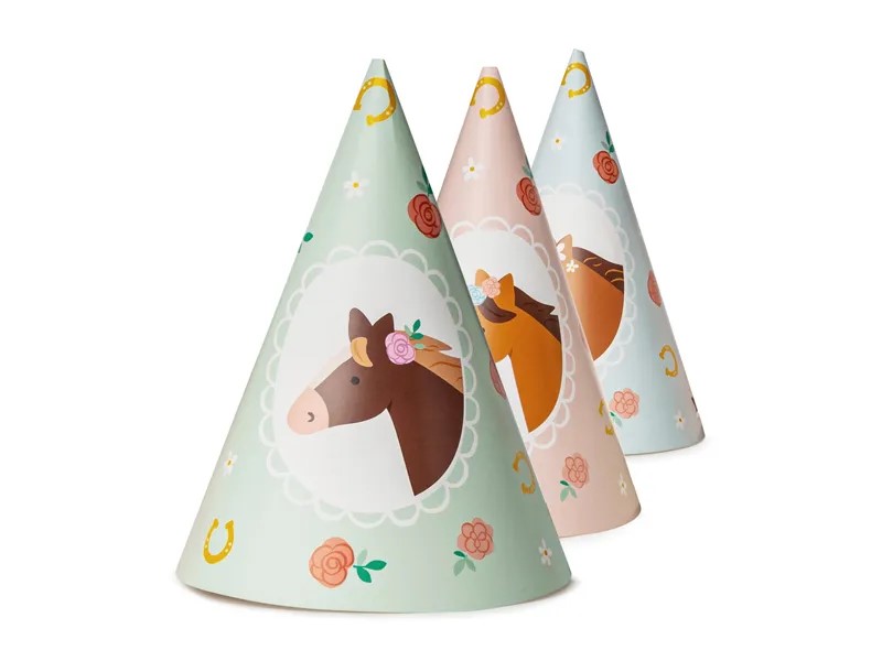 Partyhüte - Pferde - Mix - 16 cm - 6 Stk.