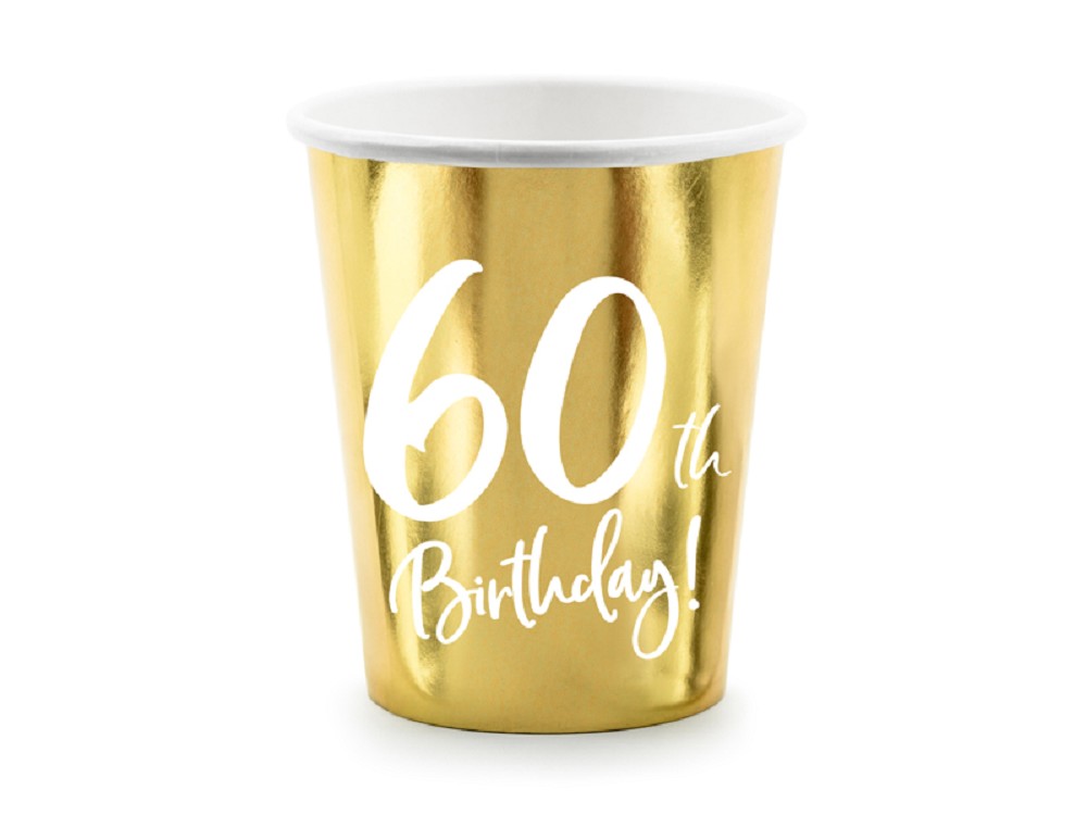 Becher - 60th Birthday - gold - 220ml - 6 Stk.