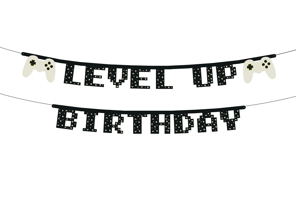 Banner - Level Up Birthday - Game Coll. - 2,5m - 1 Stk.