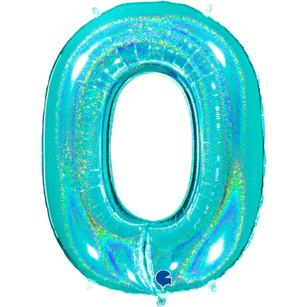 40" Folienzahl "0" Glitter Holographic Tiffany