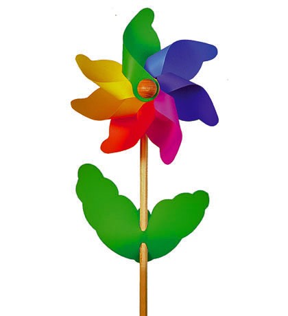 Windrad Regenbogen, Blatt , medium (Holzstab 48 cm)