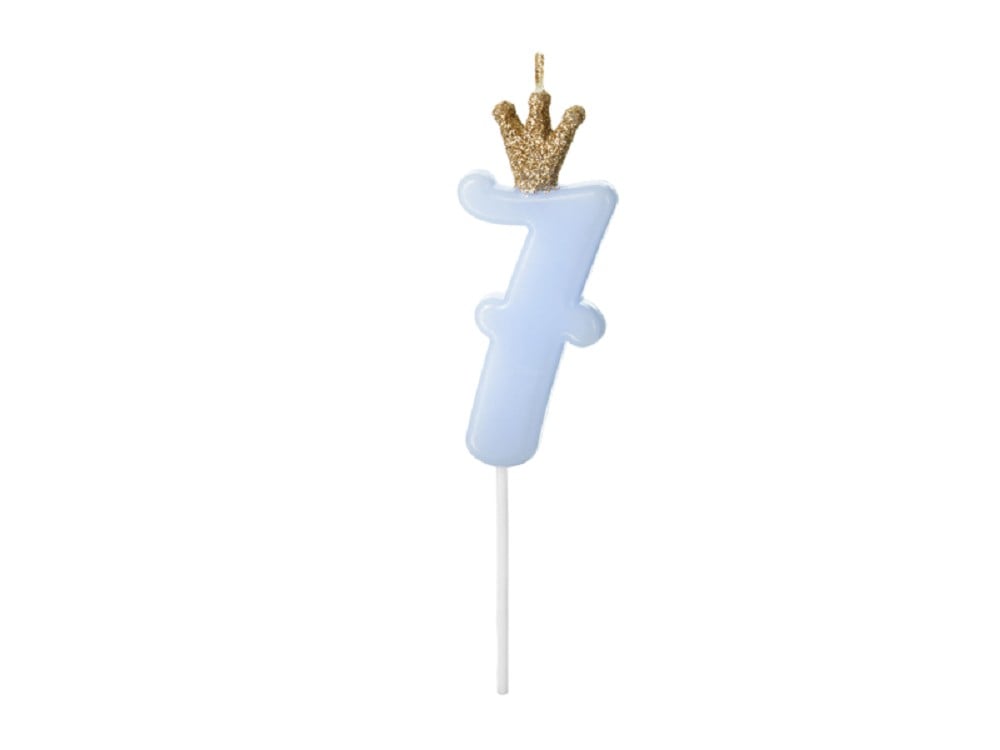 Geburtstagskerze - "7" - hellblau - 9,5cm - 1 Stk.