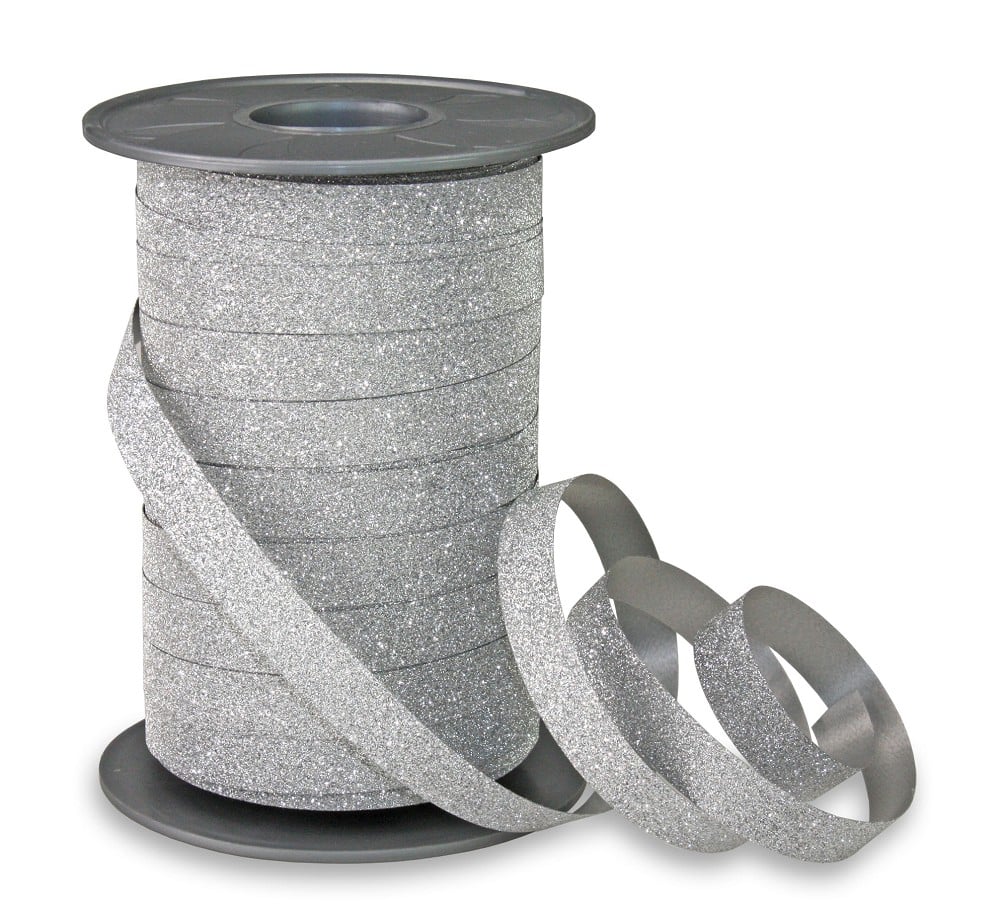 Polyband 10mm Glitter Silber (100m)