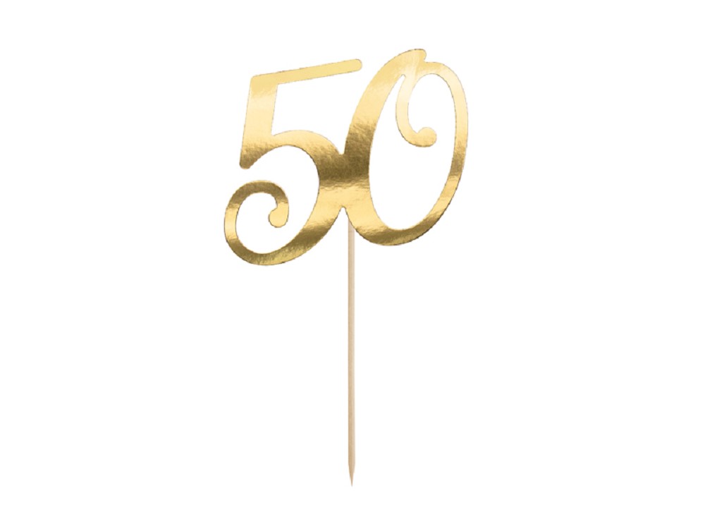 Cake Topper - ''50'' - gold - 20,5cm - 1 Stk.