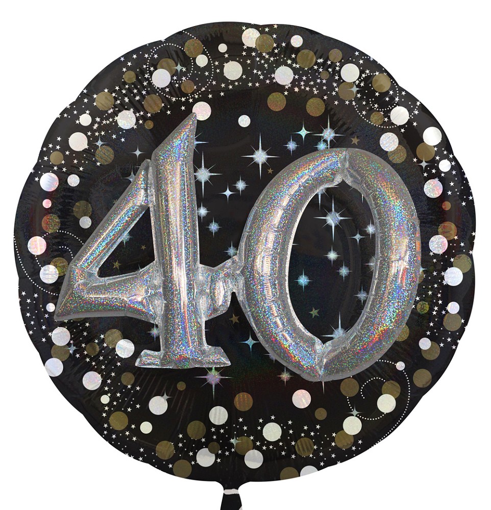 32" Multi Balloon Sparkling Birthday "40" 3D Effect