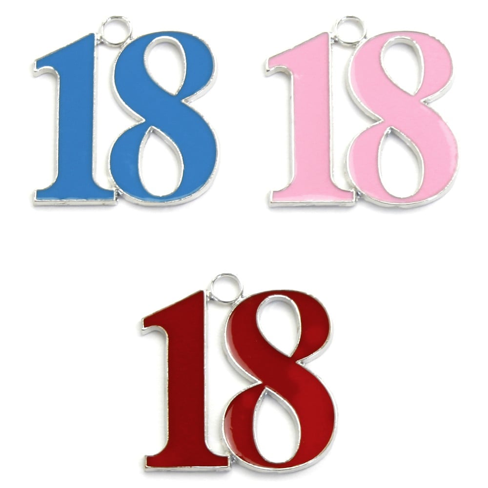 Metall-Zahl "18" sort.