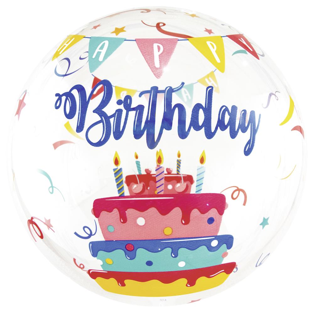 24" Crystal Globe "Happy Birthday Cake" (mit Hochglanzdruck)