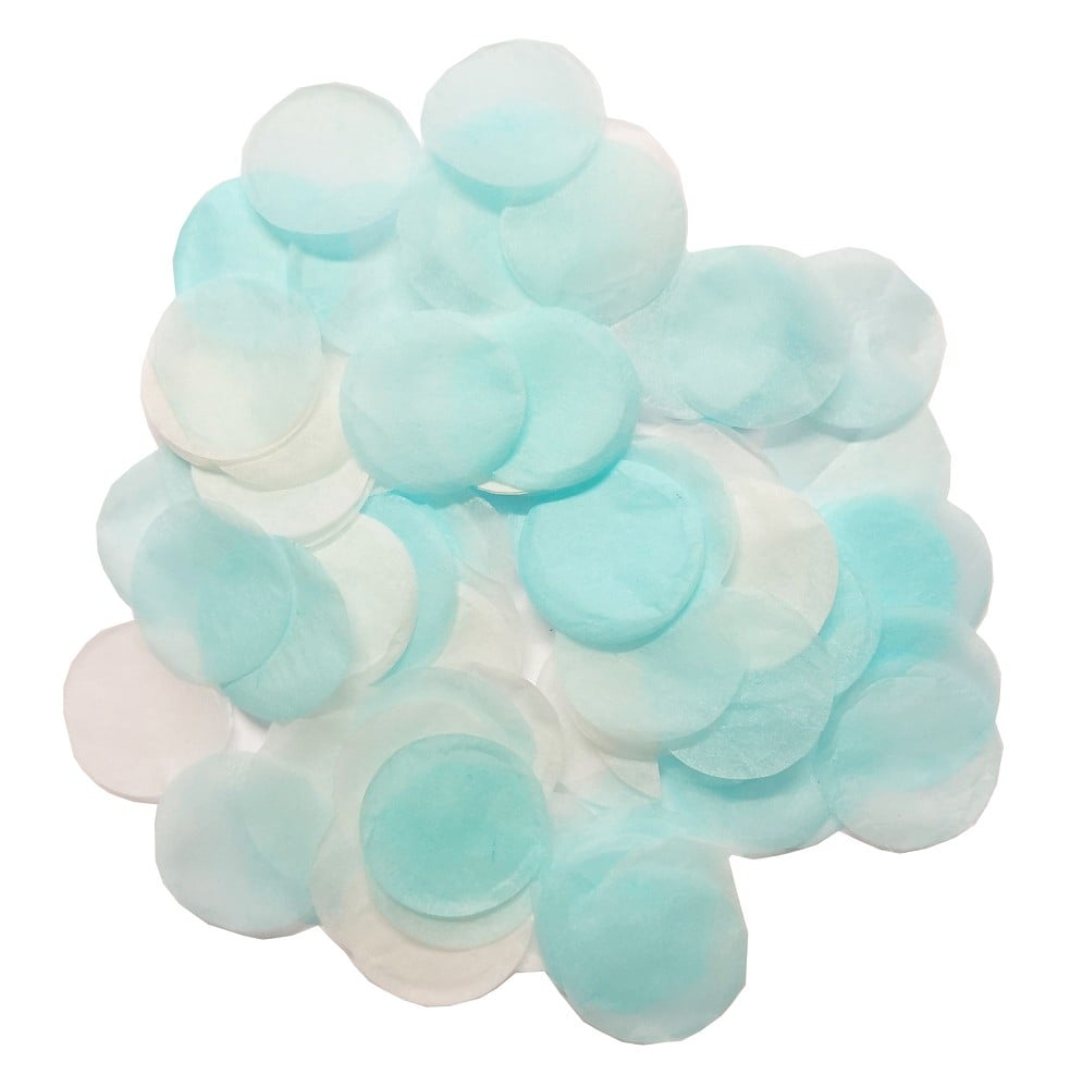 Papier-Konfetti rund 2cm pale blue/white (50g/Btl.)