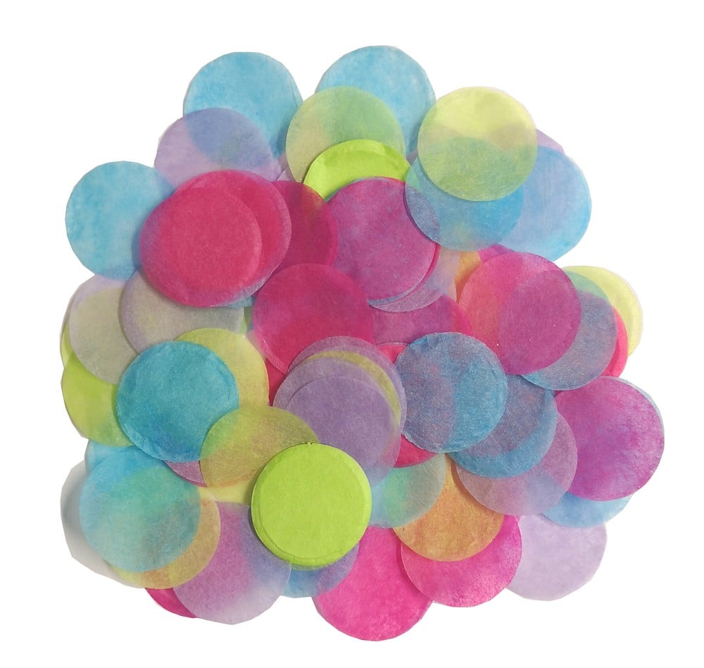Papier-Konfetti rund 2cm lavendel/magenta/pale blue/lime gre