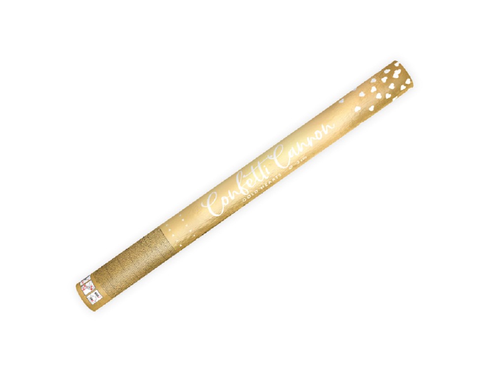 Konfettikanone mit Herzen - gold - 60cm - 1 Stk.