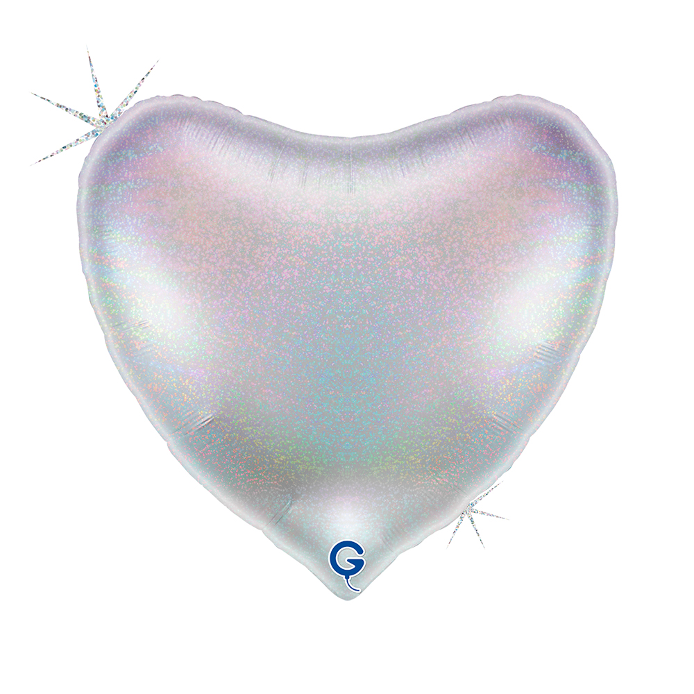 36" Herz  Glitter Holographic Silver (unverpackt)
