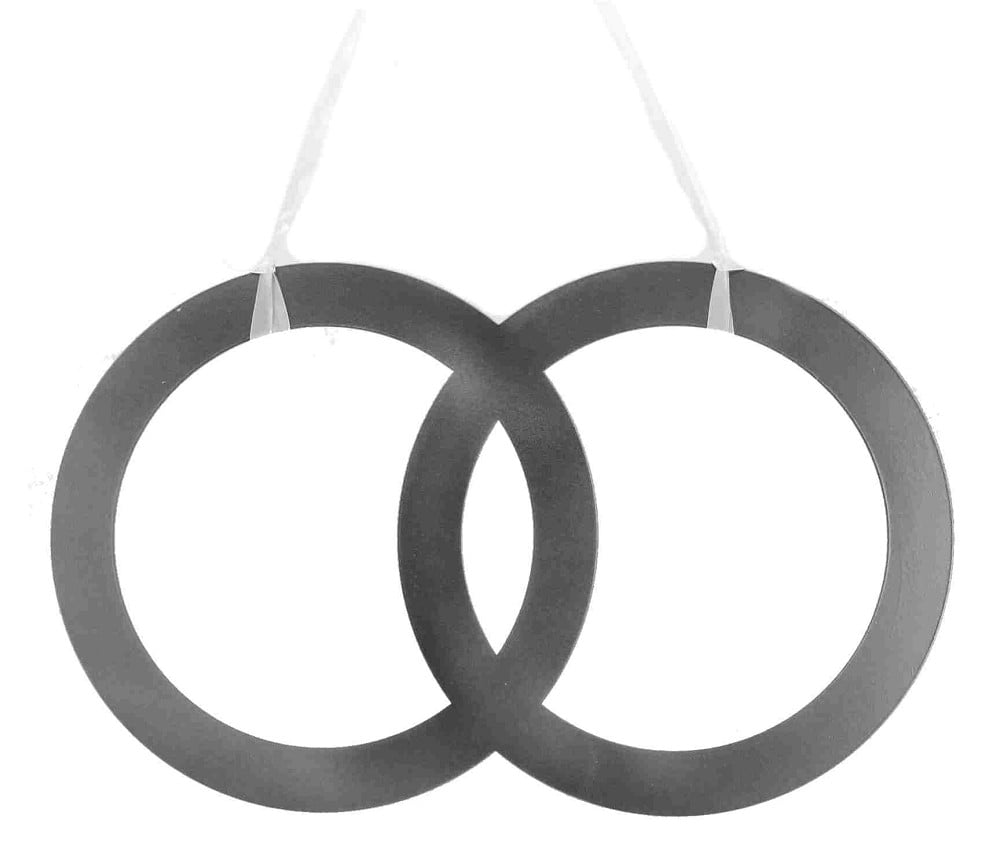 Metall "doppel Ring" mit Band in silber 40x24,5cm