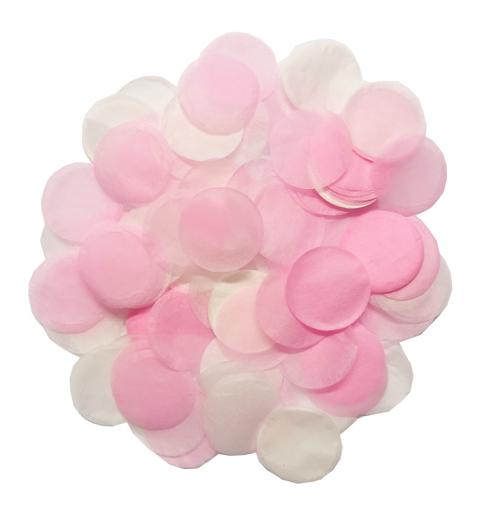 Papier-Konfetti rund 2cm rose /white (50g/Btl.)