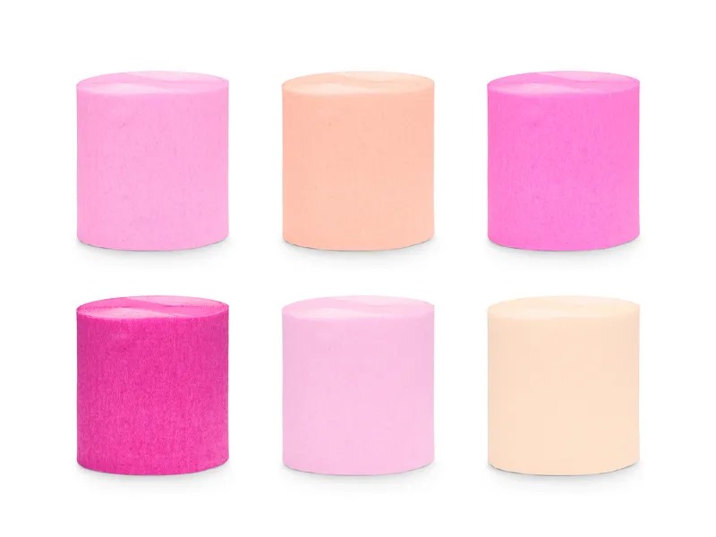 Krepp Papier 5cm/10m -peach-pink mix - 6 Ro.