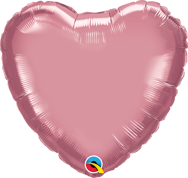 18" Heart Chrome Mauve (10 Stück)