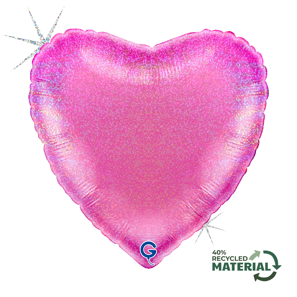 18" Herz Glitter Holographic Fuxia (unverpackt)
