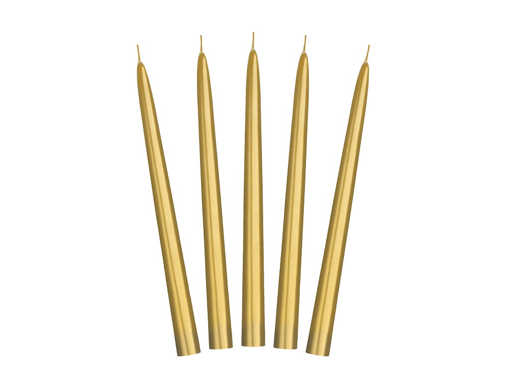 Kegelkerze - Metallic gold - 24cm - 1 Pck. (10 Stk.)