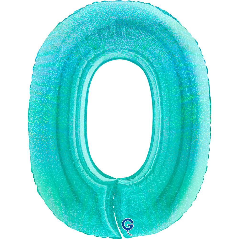 40" Folienzahl "0" Glitter Holographic Tiffany