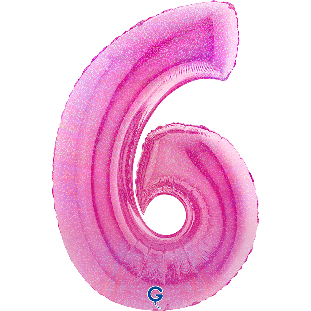 40" Folienzahl "6" Glitter Holographic Fuxia