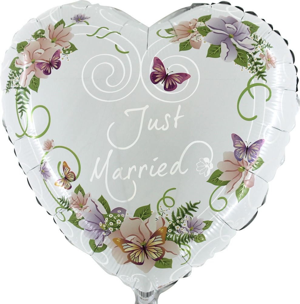 21" Herz Flowers Just Married