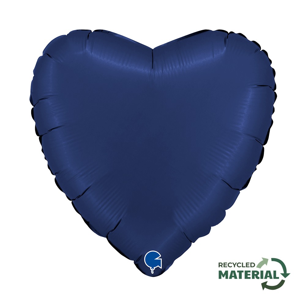 18" Heart Satin Blue Navy (unverpackt)