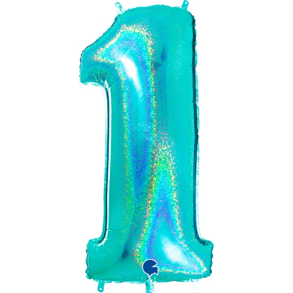 40" Folienzahl "1" Glitter Holographic Tiffany