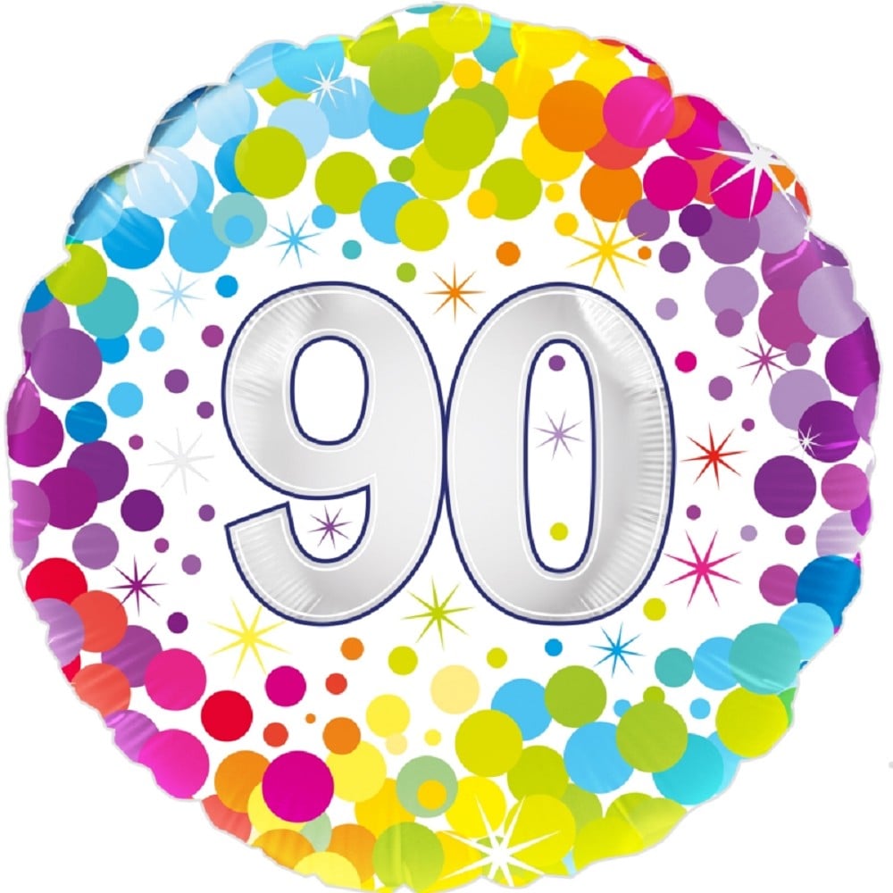 18" Birthday "90" Colourful Confetti