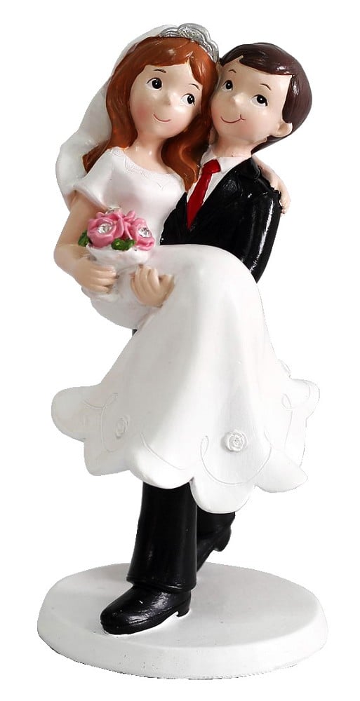 Polyresinfigur Hochzeitspaar Bräutigam trägt Braut