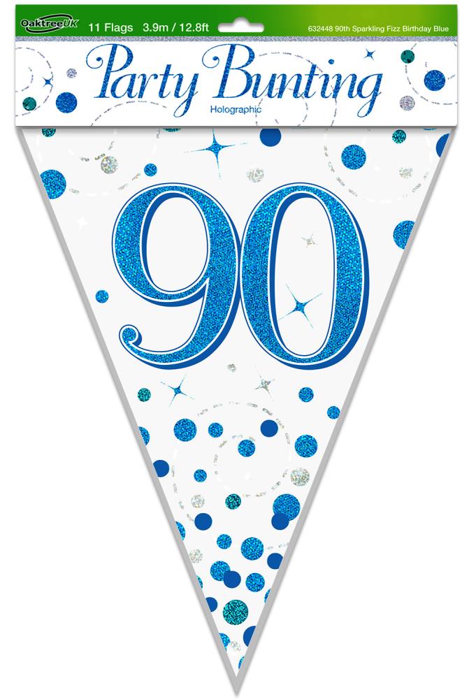 Wimpelkette H.B. "90" White & Blue Holographic