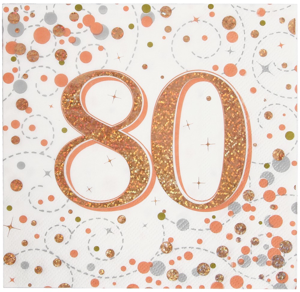 Servietten H.B. "80"  White & Rosé Gold Holographic
