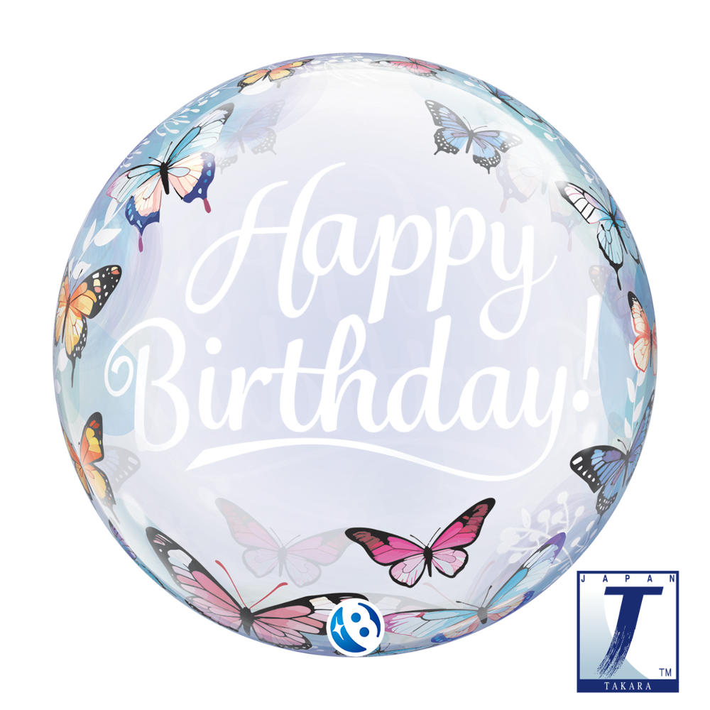 22" Single Bubble Birthday Soft Butterflies