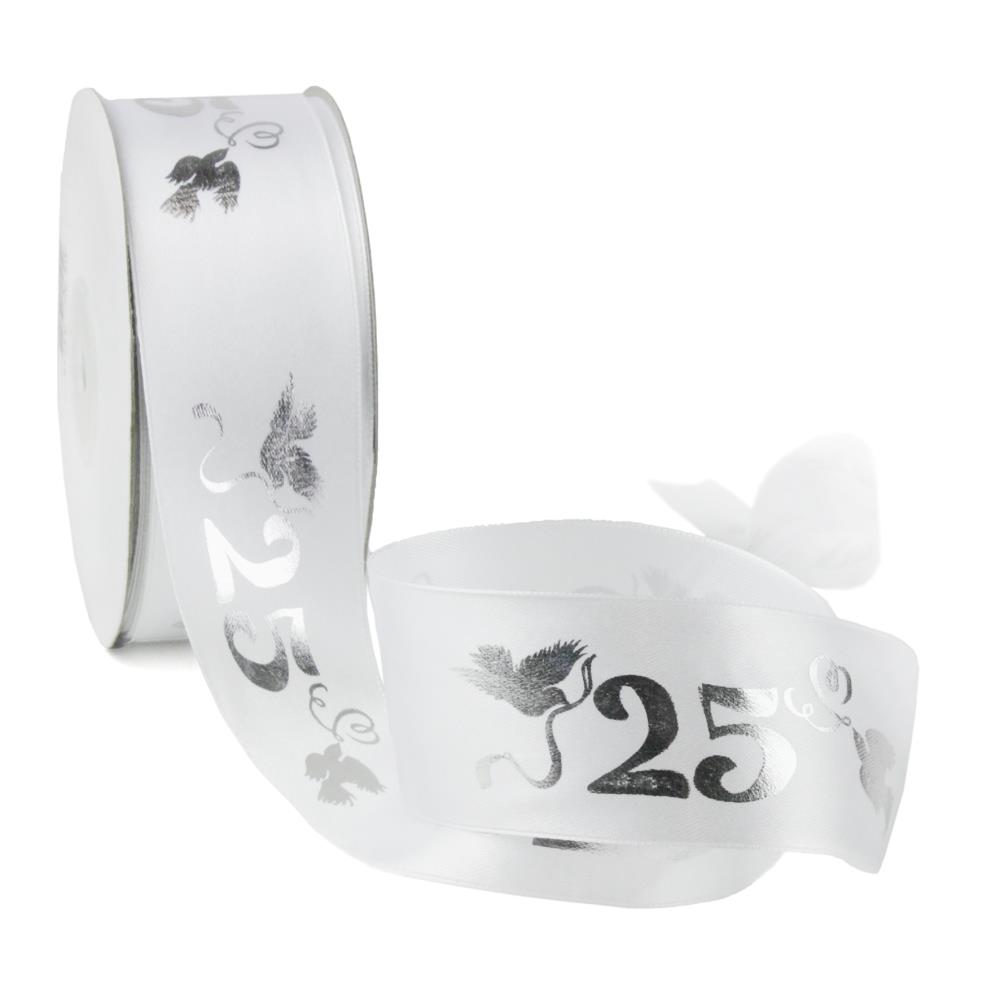 Schleifenband Silberhochzeit "25" silber 10m