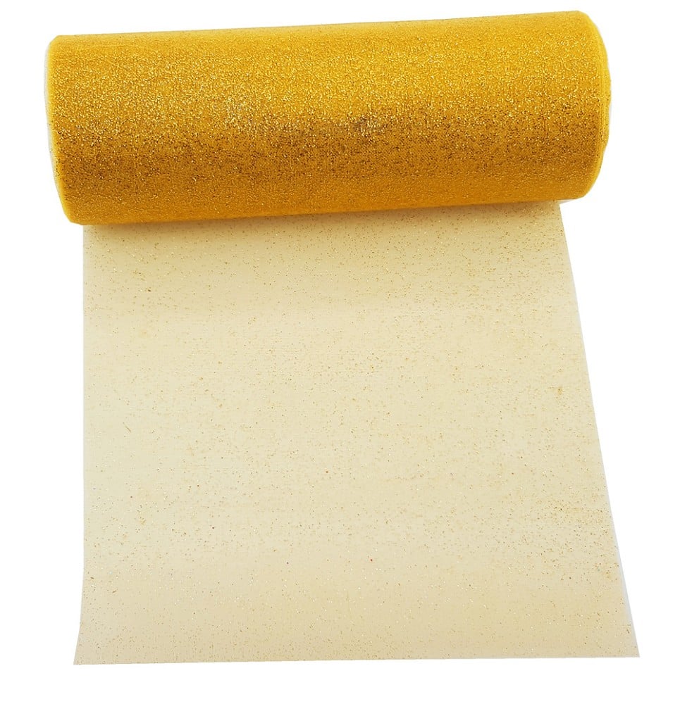 Organzaband gold mit Glimmer (15cmx10m)