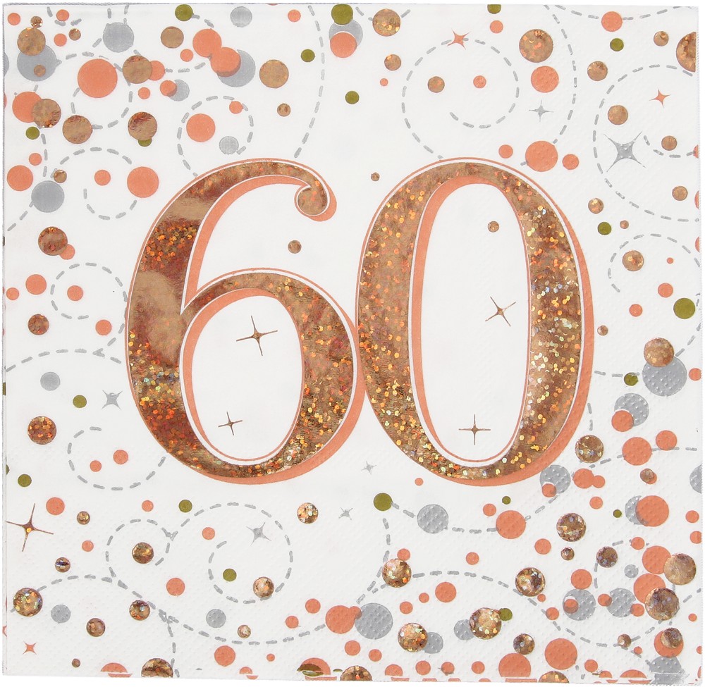 Servietten H.B. "60"  White & Rosé Gold Holographic
