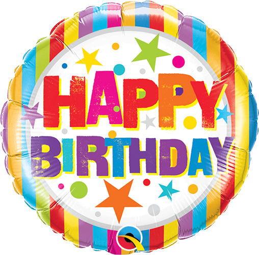 9" Birthday Stripes & Stars (ohne Ventil, zum Selbstverschwe