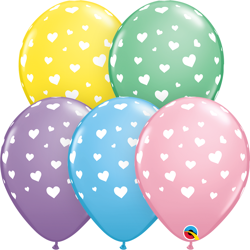11" Random Hearts-A-Round Pastell sortiert (25 Stück)