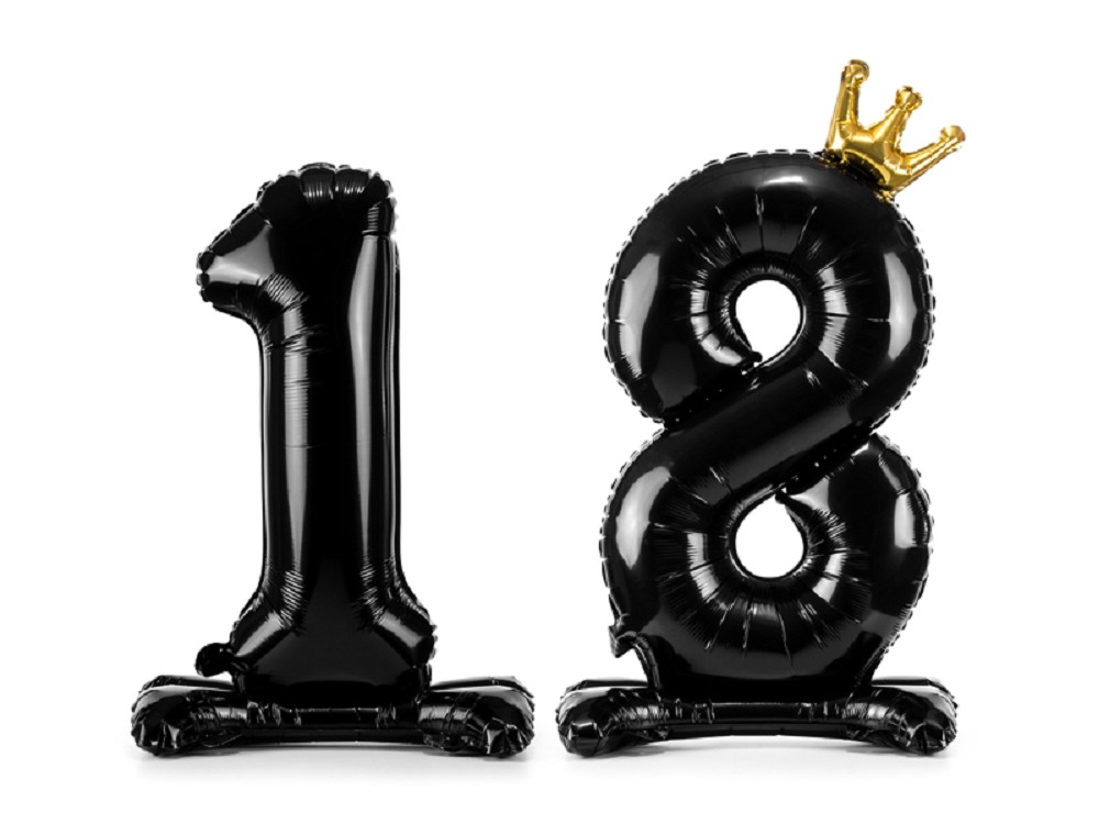 33" Stand Up Balloon Zahl ''18'' - schwarz (84cm)