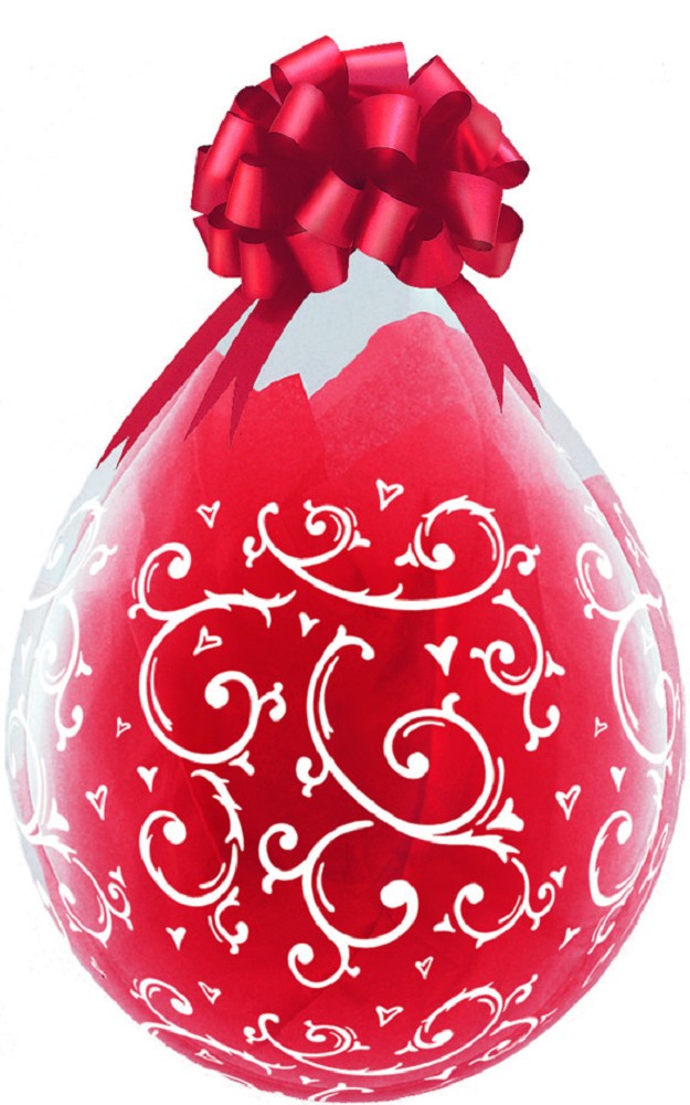 18" Verpackungsballon Filigree & Hearts (Druck weiß)