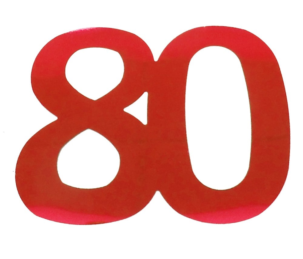 Deko-Folienzahl "80" rot, 13cm