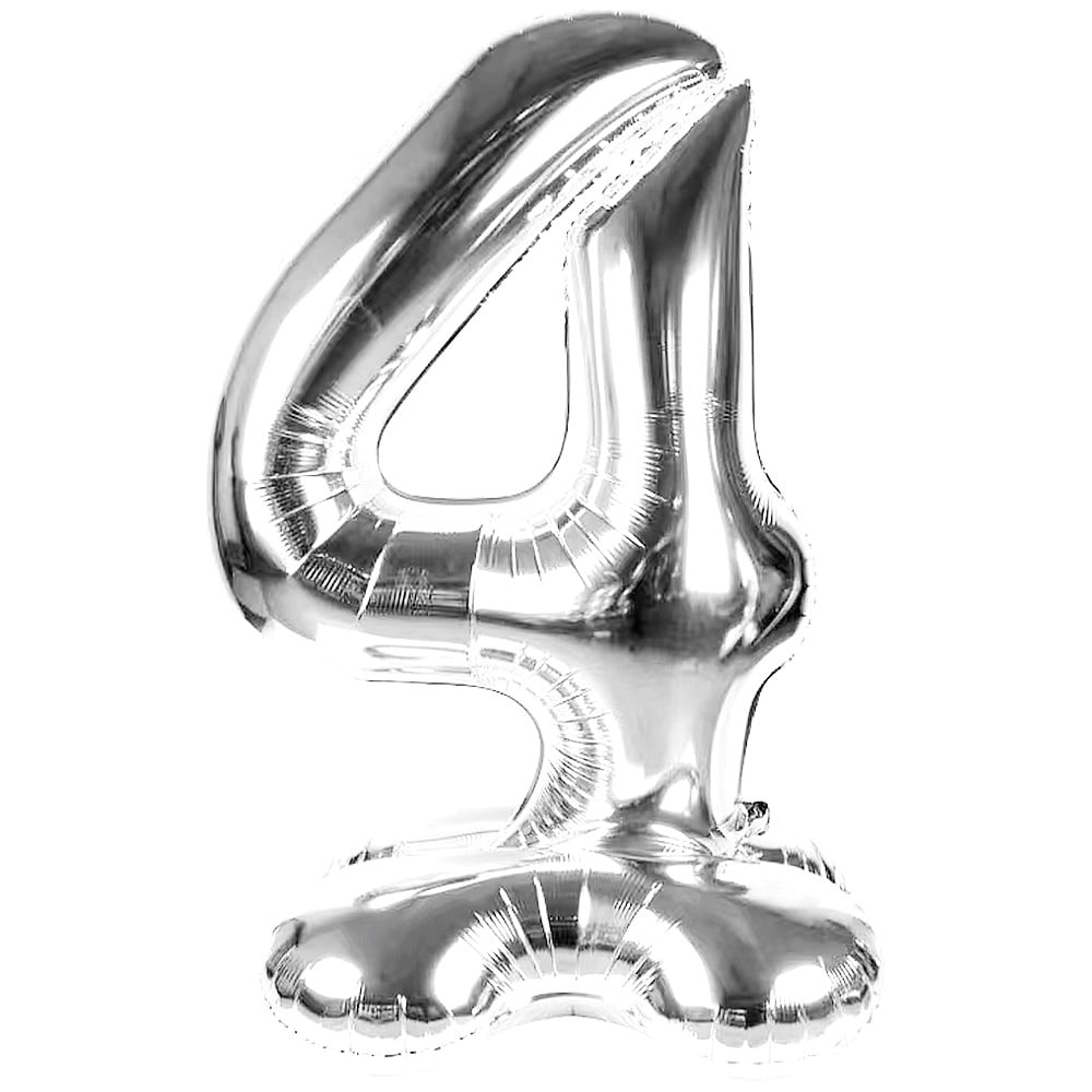 50" Stand Up Balloon Zahl 4 silber