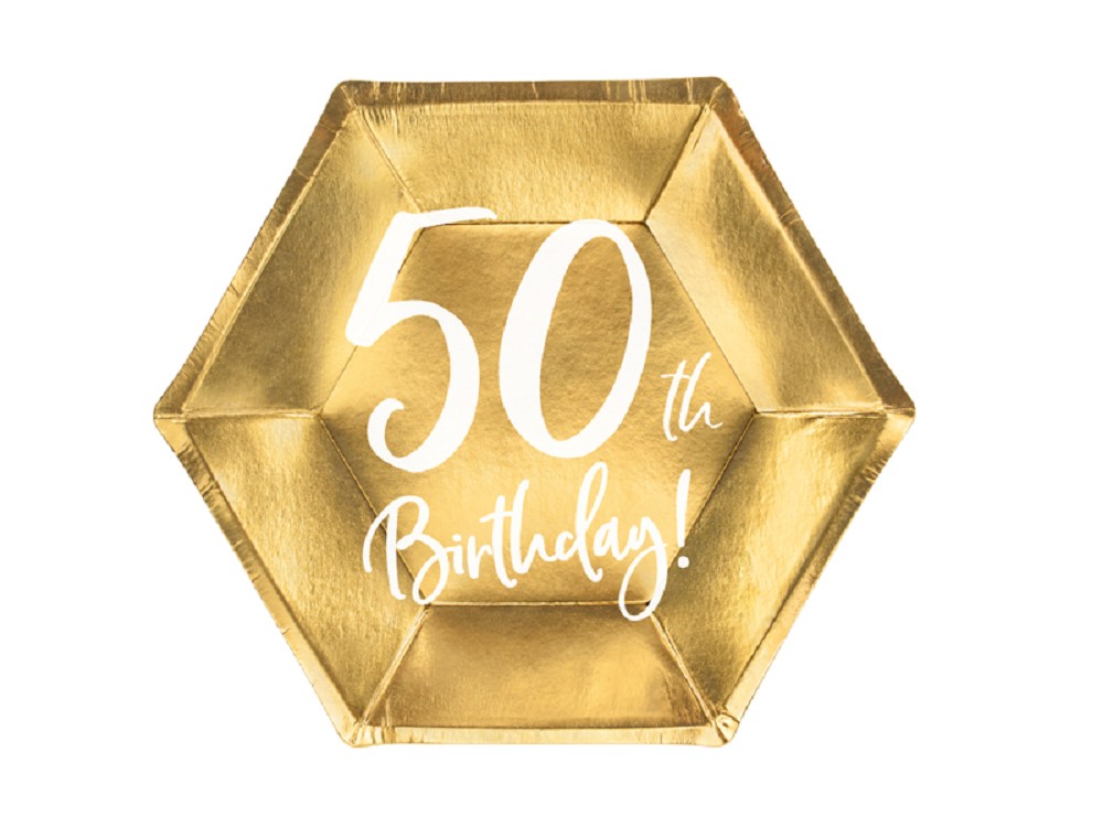 Teller - 50th Birthday - gold - 20cm - 6 Stk.