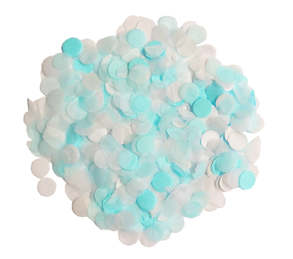 Papier-Konfetti rund 8mm pale blue/white (50g/Btl.)