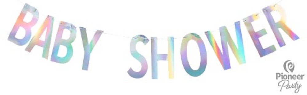 Banner Baby Shower irirsierend 2m