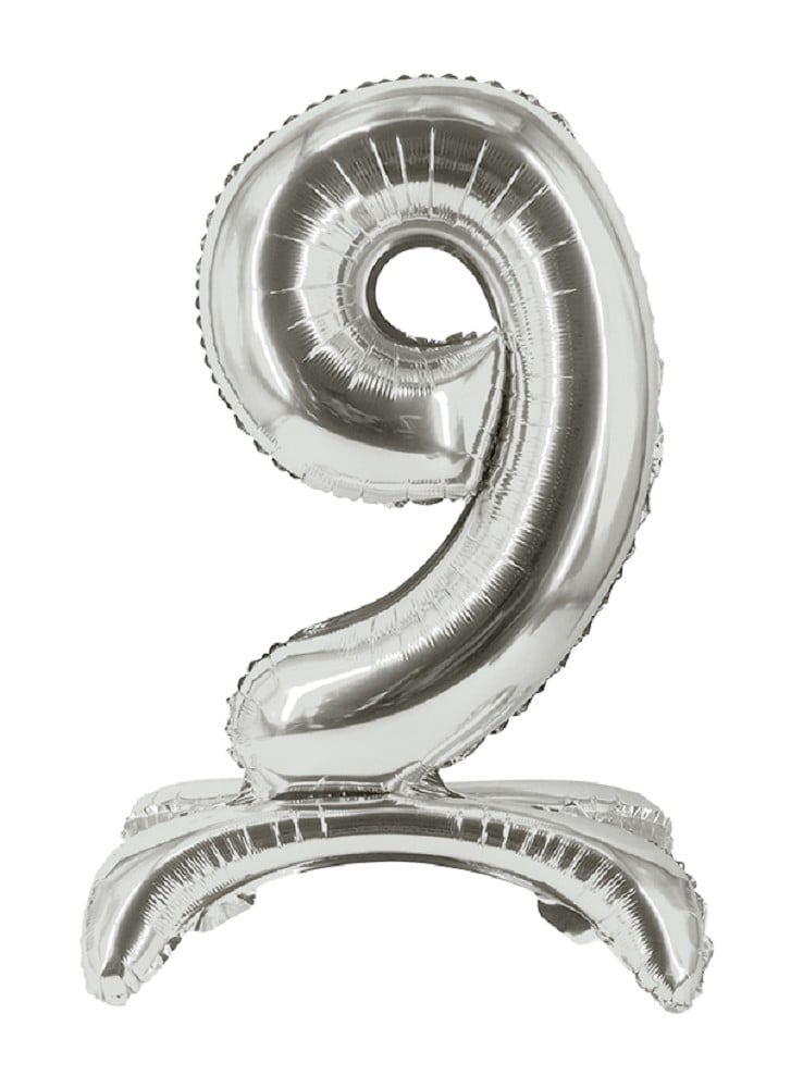 16" Stand Up Balloon "9" Silber