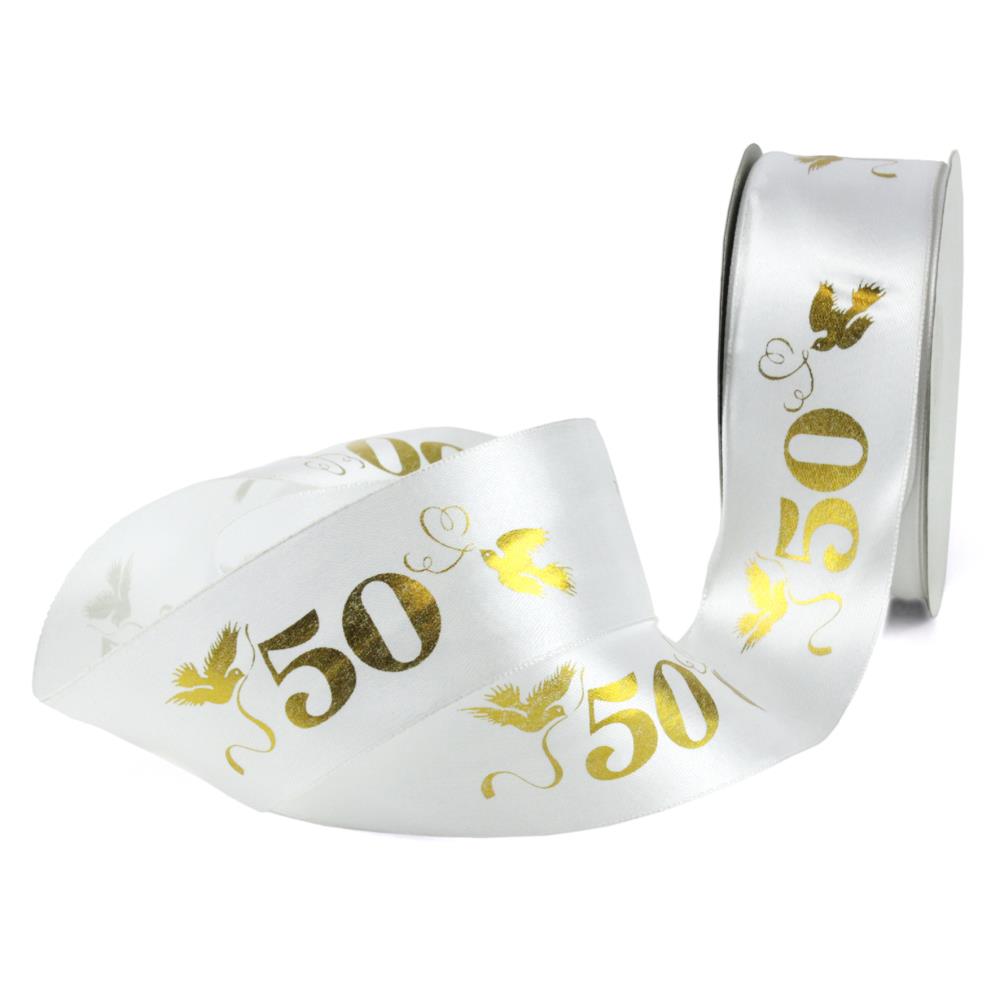 Schleifenband Goldhochzeit "50" gold 10m