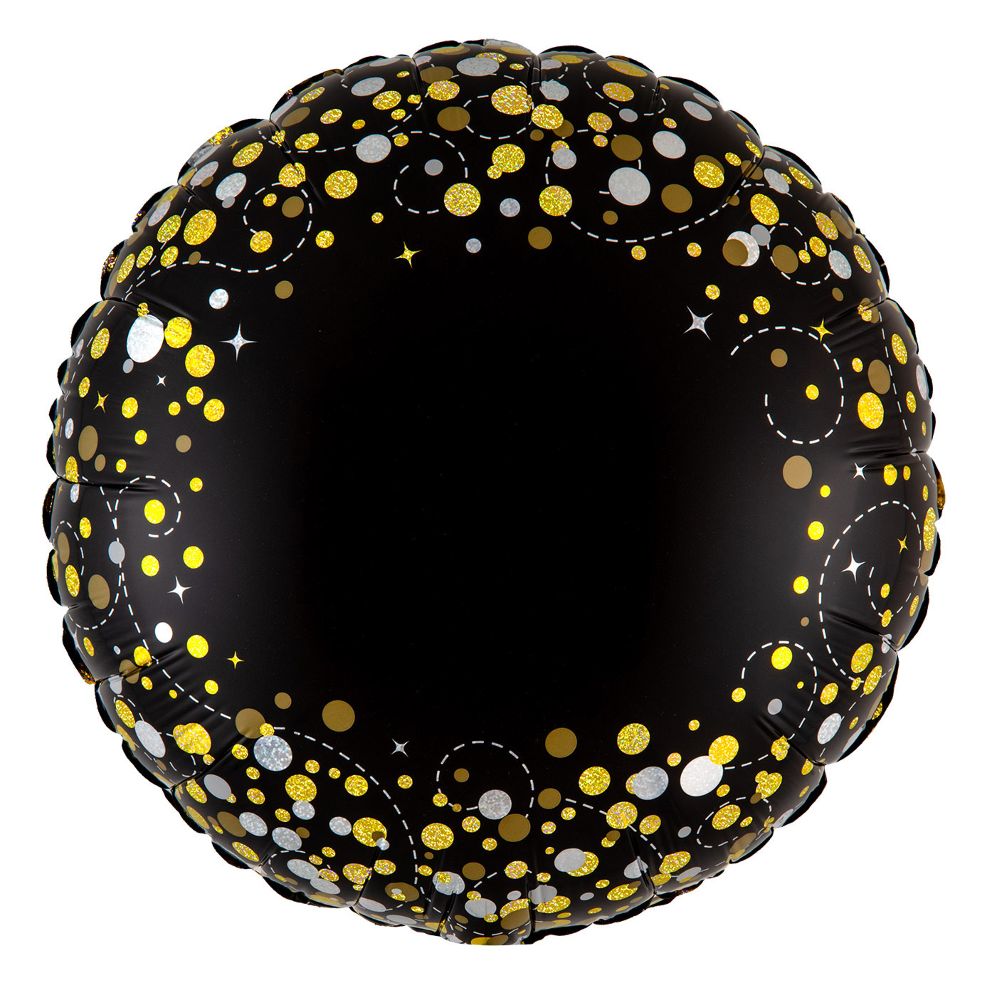 18" Sparkling Fizz Black Gold Holographic