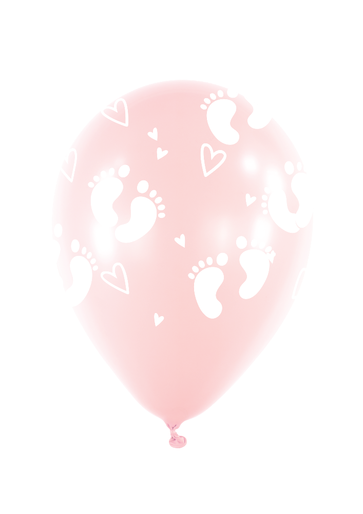11" Baby Footprints Pink Rose (6 Stück)